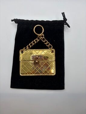 Kurt Geiger Gold Quilted Mini Purse Keychain